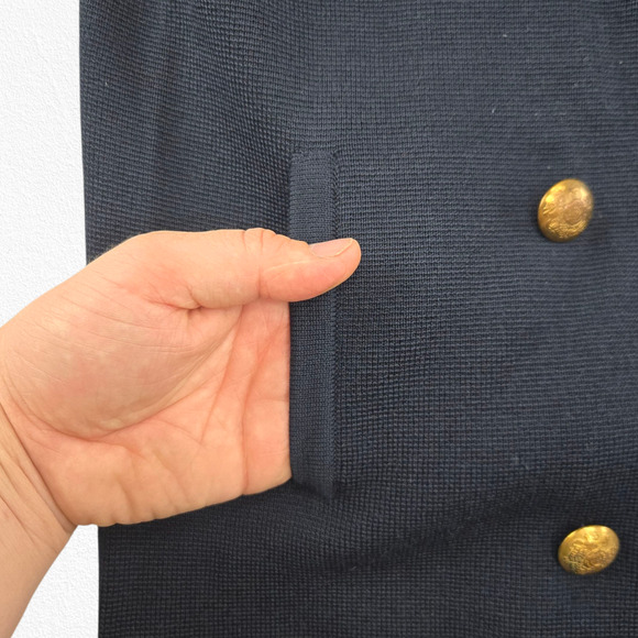 Vintage Lauren Ralph Lauren Navy Merino Wool Double Breasted Blazer Size Medium - Picture 4 of 7
